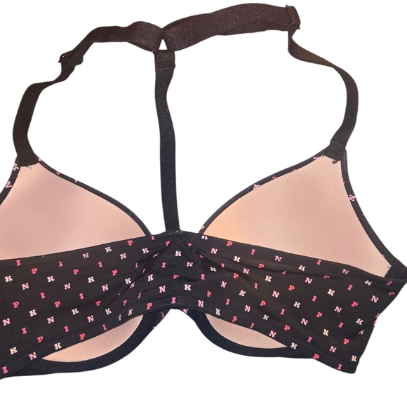 PINK Victoria's Secret Wear Everywear T-Shirt Bra, 36C Logo Print - Picture 2 of 8